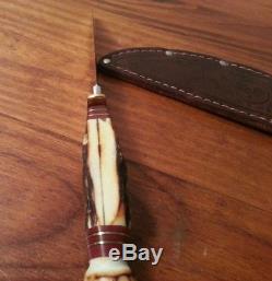 Marbles Woodcraft Hunting knife Gladstone Mich USA Stag Bone buck skinner withcase