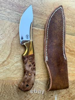 Mark Waite Custom Handmade Knife. Birdseye Redwood Hunter/Skinner