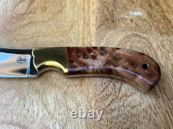Mark Waite Custom Handmade Knife. Birdseye Redwood Hunter/Skinner
