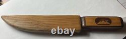 Marv Palmer Camp Knife With Wood Sheath And Handle With Mountain Engraving