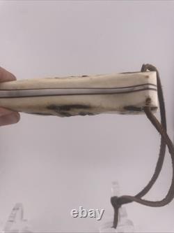 Michael Miller Custom Stag Knife With Fantastic Beaded Native American Sheath