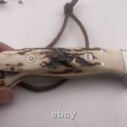 Michael Miller Custom Stag Knife With Fantastic Beaded Native American Sheath