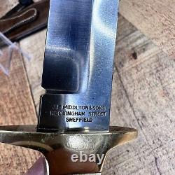 Middleton & Sons Sheffield England Bowie Fixed Blade Knife Rare