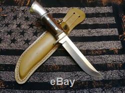 Mint Vintage Western US Bowie Hunting knife bird trout skinning west mark withcase