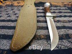 Mint Vintage Western US Bowie Hunting knife bird trout skinning west mark withcase