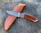 Moki Hunting Knife with Game Scene Etching and Leather Sheath