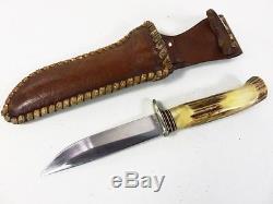 Morseth Antler 5 Fixed Blade Hunting Knife & Leather Sheath HIL