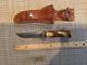 Morseth custom stag handle hunting knife withsafety lock sheath
