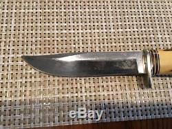 Morseth custom stag handle hunting knife withsafety lock sheath