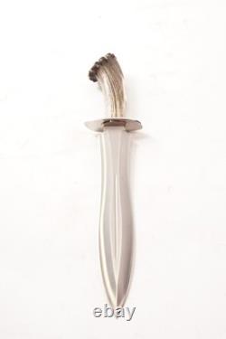 Muela BW-24S Stag Horn Crown Handle Hunting Knife with Leather Sheath