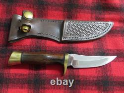 NICE! Vintage Browning 4018 Fixed Blade Hunting Knife With Leather Sheath & Box