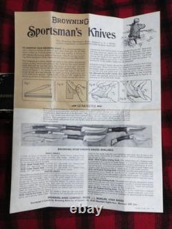 NICE! Vintage Browning 4018 Fixed Blade Hunting Knife With Leather Sheath & Box