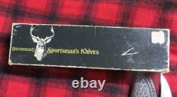 NICE! Vintage Browning 4018 Fixed Blade Hunting Knife With Leather Sheath & Box