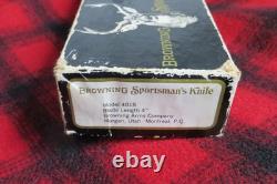NICE! Vintage Browning 4018 Fixed Blade Hunting Knife With Leather Sheath & Box