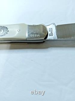 NM 1983 Schrade Kachina Scrimshaw Hunter Knife Beaded Sheath Limited Edition