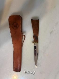 NRA 1997 Hunting Fixed Blade Knife Clip Point Full Tang Wood Handle Sheath