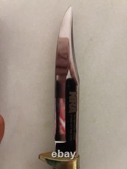 NRA 1997 Hunting Fixed Blade Knife Clip Point Full Tang Wood Handle Sheath