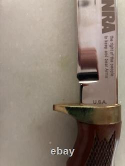NRA 1997 Hunting Fixed Blade Knife Clip Point Full Tang Wood Handle Sheath