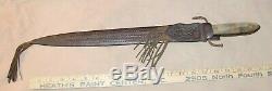 Nasty Antique Mexican Short Sword Dagger Saddle Knife w Leather Sheath-Charro