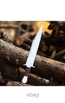 New Custom Handmade 5160 Steel Hunting Bowie Survival Knife, Wooden Handle