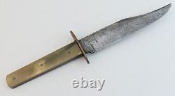 Nice! Antique Unmarked Sheffield File Work Spine Horn Handle Bowie Hunting Knife