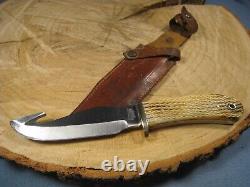 Nice LCO (Lac Corte Orrielles) Custom Fixed Blade Knife with Gut Hook & Sheath