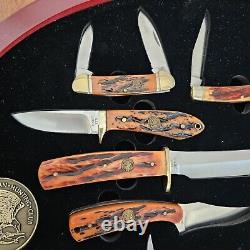 North American Hunting Club Hunting Collection 10 Knives in Case Boxes Sheaths
