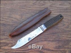 OLD Russell Green River Works Fisherman's Sawback Hunting Knife withTube Sheath
