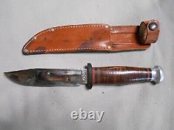 OLD VINTAGE KINFOLKS USA HUNTING KNIFE OR WW2 MILITARY FIGHTING KNIFE With SHEATH