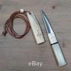 OLD VINTAGE PUUKKO NECK KNIFE ANTLER HANDLE & SHEATH Antique Bushcraft Knives