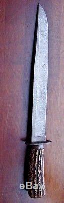 Old Bowie Fighting Knife Marek Estate Exceptional Stag Handle Hunting Survival
