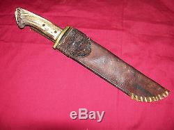 Old Case XX Stag Handle Bowie Hunting Knife Custom Handmade Vintage Antler 14
