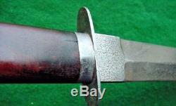 Old Custom Knife Handmade Hunting Skinning Bowie 9 Blade Cleaned Wood Handle