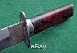 Old Custom Knife Handmade Hunting Skinning Bowie 9 Blade Cleaned Wood Handle