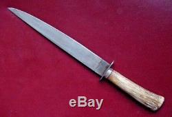 Old Handmade Custom Hunting Knife Antler Handle Steel Round Guard 9 Bl MAREK