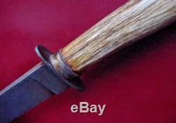 Old Handmade Custom Hunting Knife Antler Handle Steel Round Guard 9 Bl MAREK