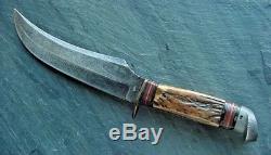 Old Large German Hunting Knife Vintage Edge Brand Original Buffalo Skinner #048