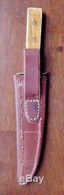 Old MAREK Handmade Hunting Knife Custom 4.75 Bl Vintage Amber Bone with SHEATH