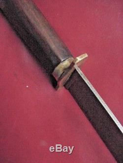 Old MAREK Maker BOWIE KNIFE 9 Blade Hand Filed Brass Mounts Wood Handle Hunting