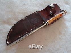 Old RARE KA-BAR Union Cut Co. RELIANCE 2710-5 Split STAG Hunting Knife