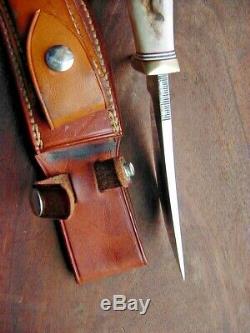 Old Randall Hunting Skinning Knife 20 EXCELLENT with Stag Sheath Stone Full Blade
