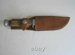 Old Vintage CASE Fixed Blade Hunting Knife with Sheath, Stag Handle