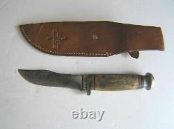 Old Vintage CASE Fixed Blade Hunting Knife with Sheath, Stag Handle