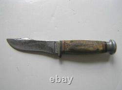 Old Vintage CASE Fixed Blade Hunting Knife with Sheath, Stag Handle