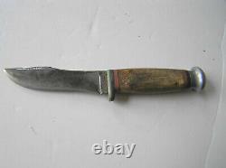 Old Vintage CASE Fixed Blade Hunting Knife with Sheath, Stag Handle