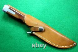 Olsen OK Howard City Mi #708 Rosewood Handle Fixed Blade Hunting Knife with Sheath