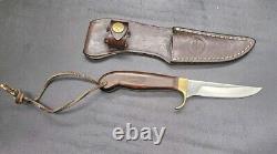 Olson OK Hunting Knife with Original Sheath Brass Finger Grip Stock Vtg