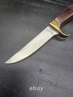 Olson OK Hunting Knife with Original Sheath Brass Finger Grip Stock Vtg