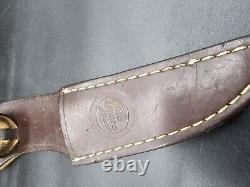 Olson OK Hunting Knife with Original Sheath Brass Finger Grip Stock Vtg