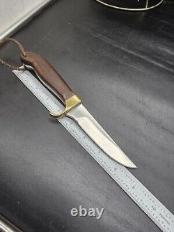 Olson OK Hunting Knife with Original Sheath Brass Finger Grip Stock Vtg